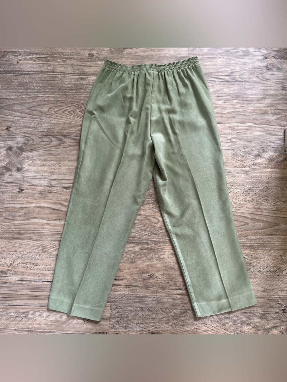 Alfred Dunner Pants 12 Sage Green Straight Leg Elastic Waist Pockets Casual Fall - Picture 8 of 8